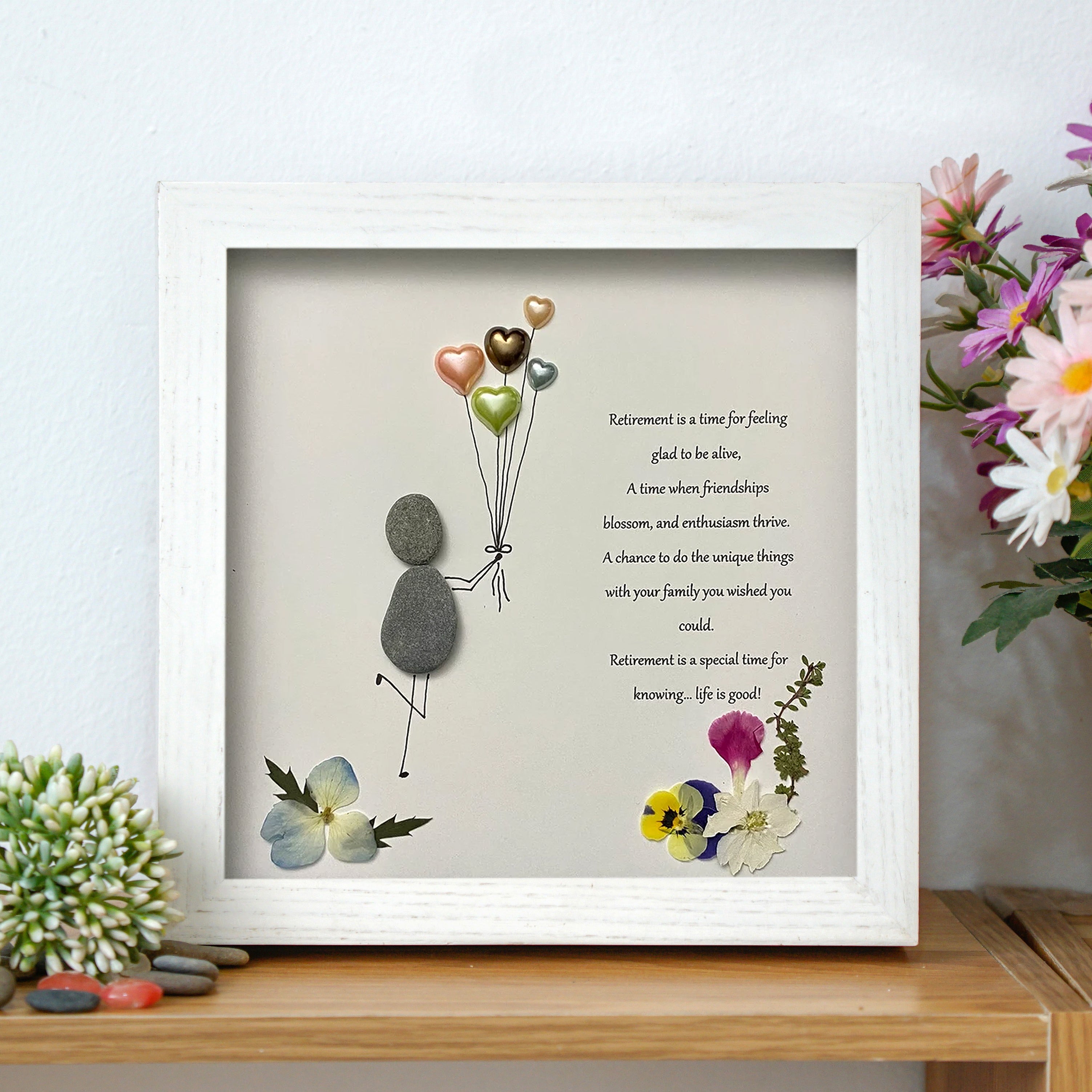 Joyful Journey Keepsake Frame, Retirement Pebble Art For Dad, Gift For Dad, Best Daddy Present