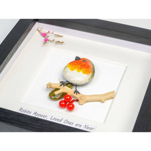 Robin Pebble Art, Memorial Pebble Art, Robins Appear, Thinking Of You Gift, Sympathy, Robins appear when loved ones are near, bereavement by Dovaart.com