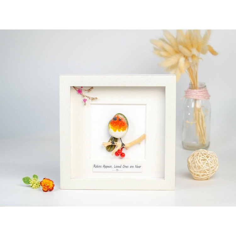 Robin Pebble Art, Memorial Pebble Art, Robins Appear, Thinking Of You Gift, Sympathy, Robins appear when loved ones are near, bereavement by Dovaart.com
