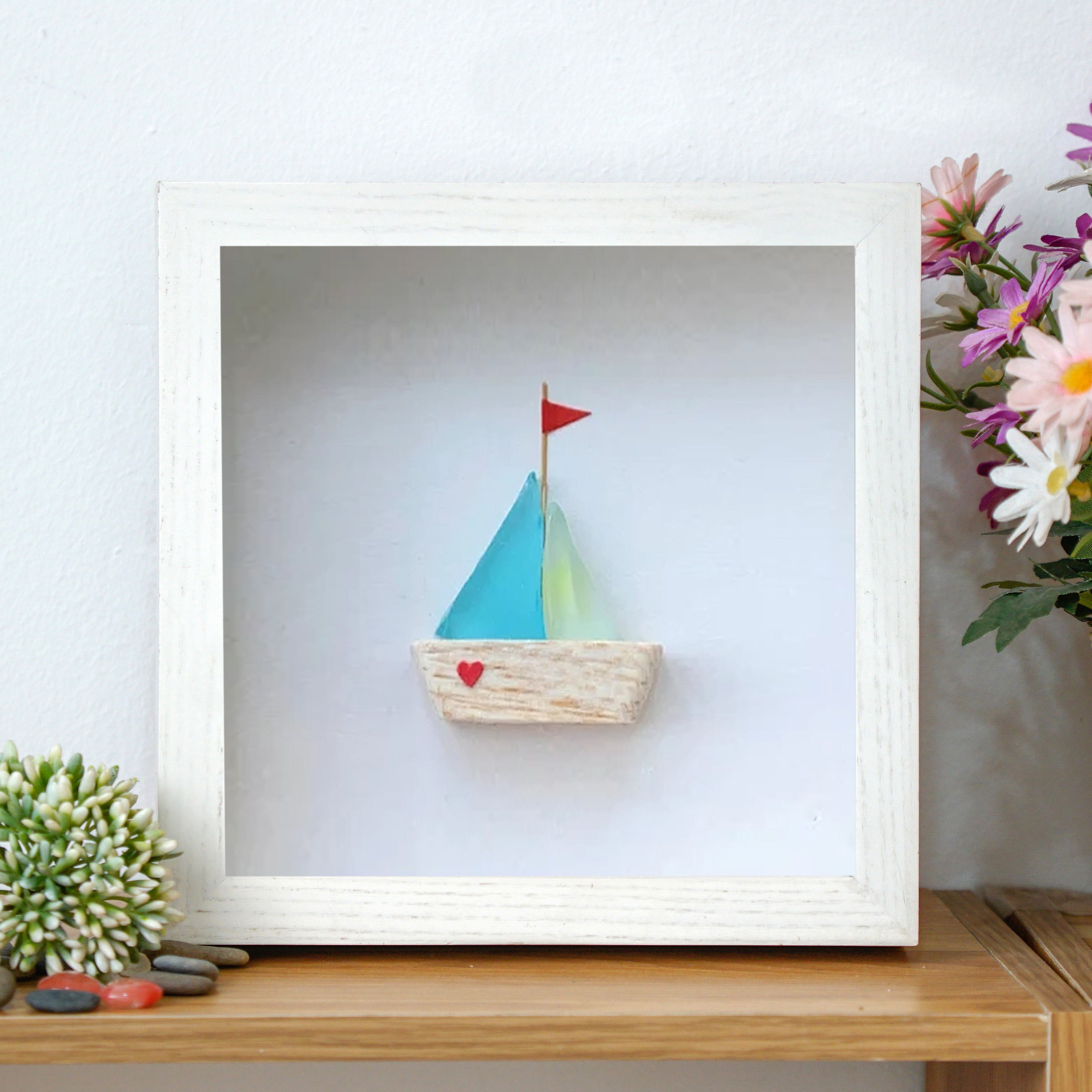 Charming Sailboat Frame, Retirement Pebble Art For Dad, Perfect Retirement Gift For Dad, Best Daddy Present