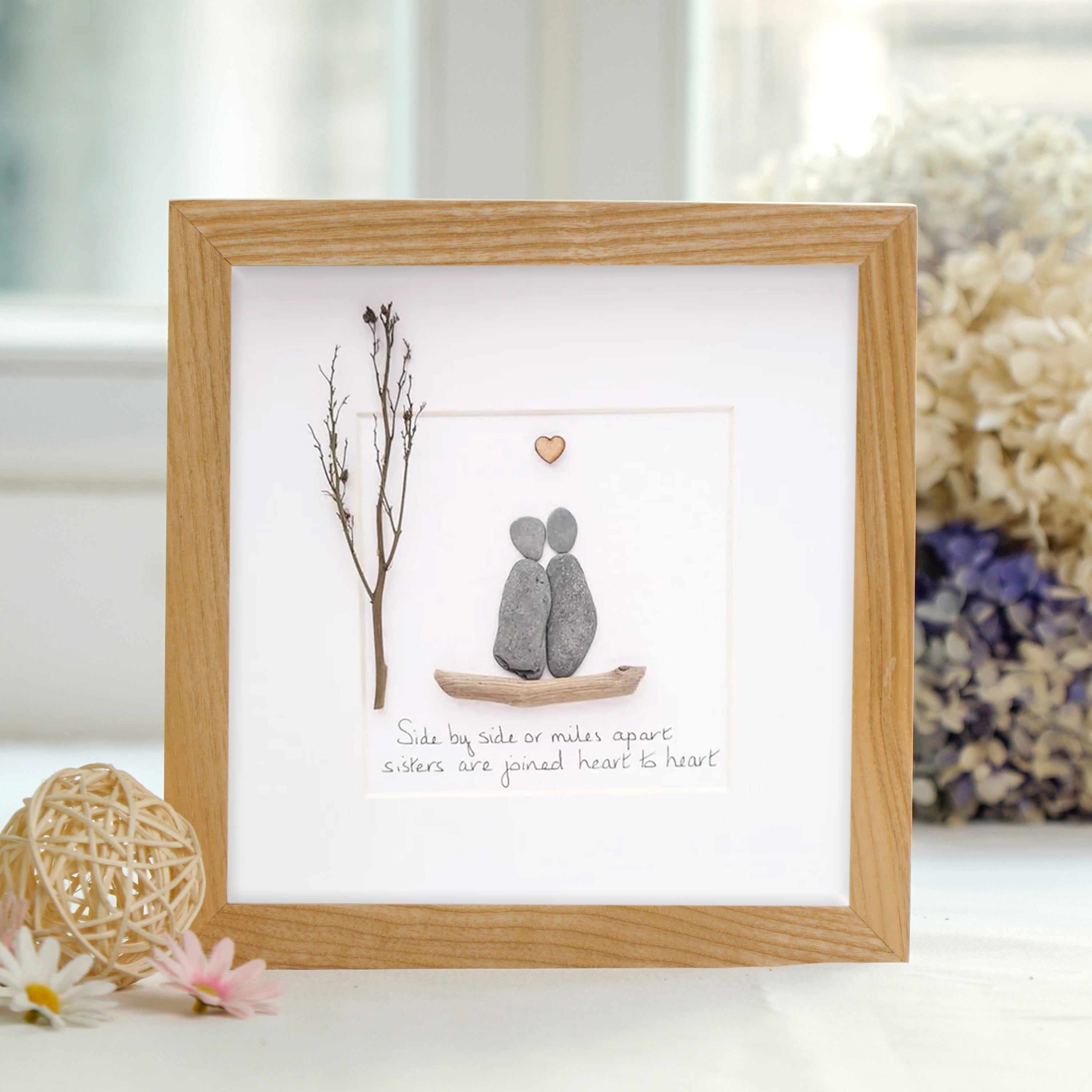 Endearing Sister Bond Frame, A Thoughtful Birthday Gift, Pebble Art For Sister