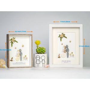 Wedding gifts pebble art the bride and groom in the wedding dress by Dovaart.com
