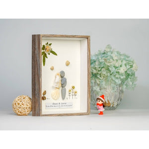 Wedding gifts pebble art the bride and groom in the wedding dress by Dovaart.com
