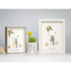 Wedding gifts pebble art the bride and groom in the wedding dress by Dovaart.com