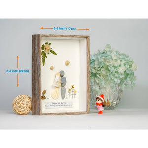 Wedding gifts pebble art the bride and groom in the wedding dress by Dovaart.com