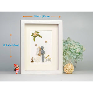 Wedding gifts pebble art the bride and groom in the wedding dress by Dovaart.com