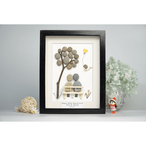 Personalized Wedding Anniversary Pebble Art, Anniversary Gift For Wife, Parents, Wedding and Engagement Gift, Bridal Shower Gift by Dovaart.com