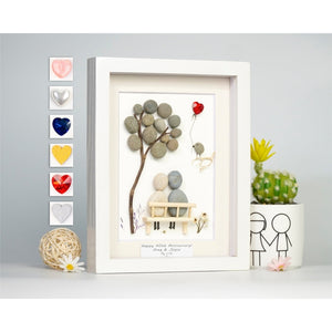 Personalized Wedding Anniversary Pebble Art, Anniversary Gift For Wife, Parents, Wedding and Engagement Gift, Bridal Shower Gift by Dovaart.com