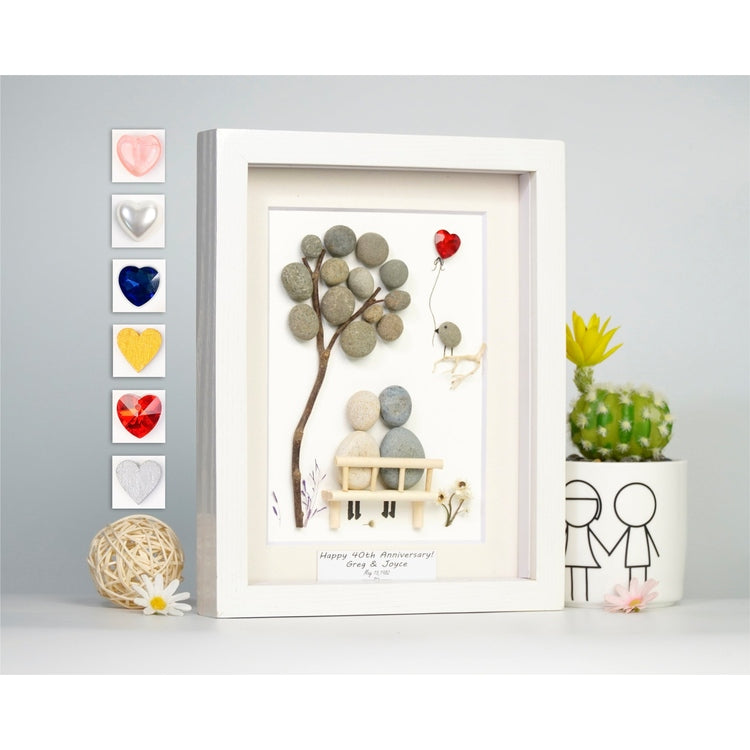 Personalized Wedding Anniversary Pebble Art, Anniversary Gift For Wife, Parents, Wedding and Engagement Gift, Bridal Shower Gift by Dovaart.com
