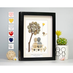 Personalized Wedding Anniversary Pebble Art, Anniversary Gift For Wife, Parents, Wedding and Engagement Gift, Bridal Shower Gift by Dovaart.com