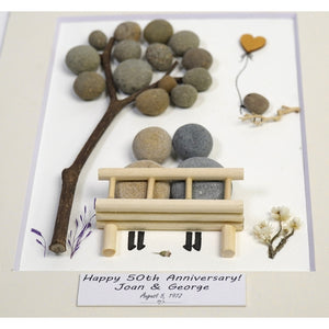 Personalized Wedding Anniversary Pebble Art, Anniversary Gift For Wife, Parents, Wedding and Engagement Gift, Bridal Shower Gift by Dovaart.com