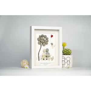 Personalized Wedding Anniversary Pebble Art, Anniversary Gift For Wife, Parents, Wedding and Engagement Gift, Bridal Shower Gift by Dovaart.com