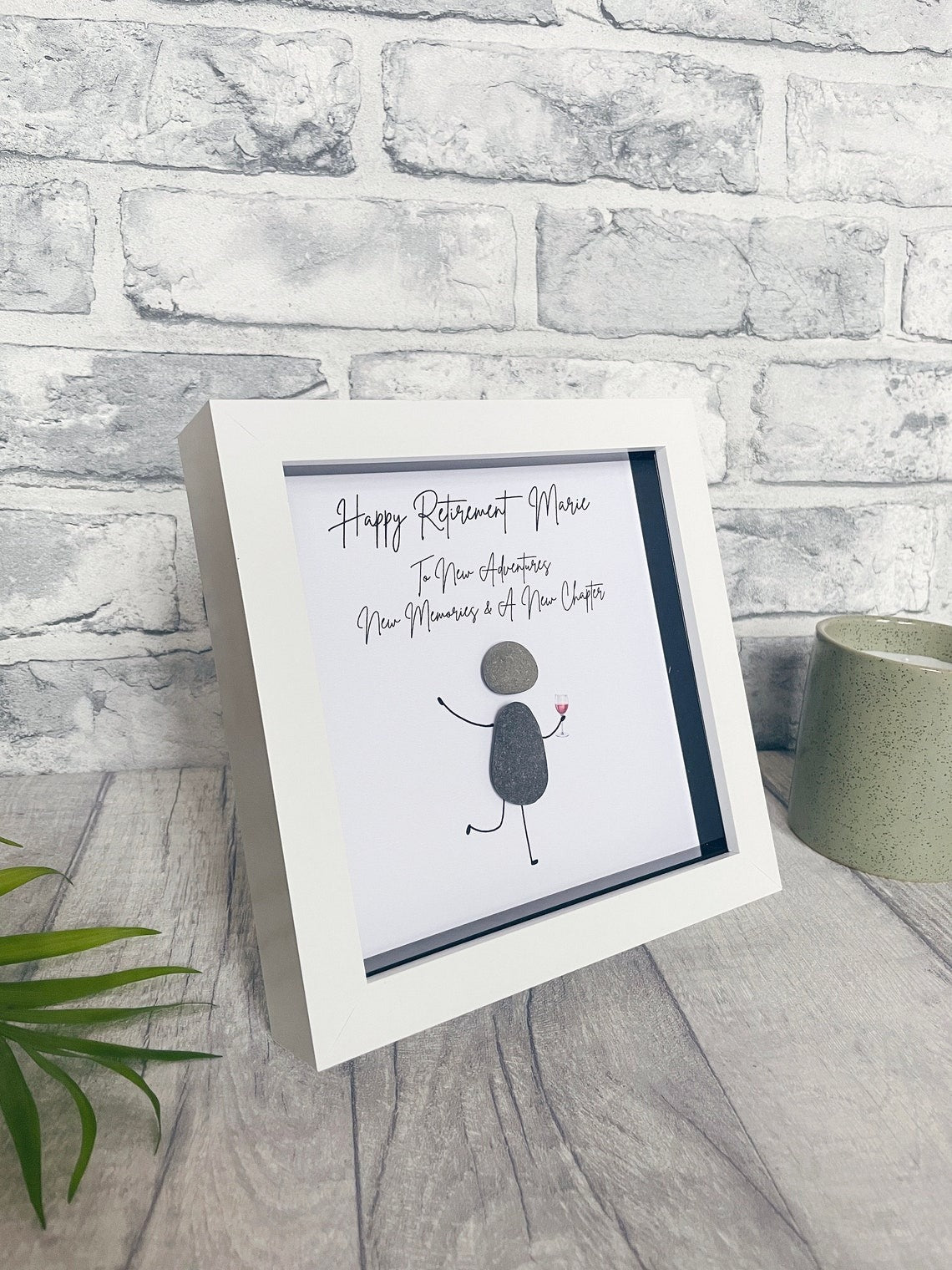 Personalized Retirement Gifts for Mom | Retirement Pebble Frame Art | Teacher Retirement Gift | Nurse Retirement Gift | Gift for Coworker
