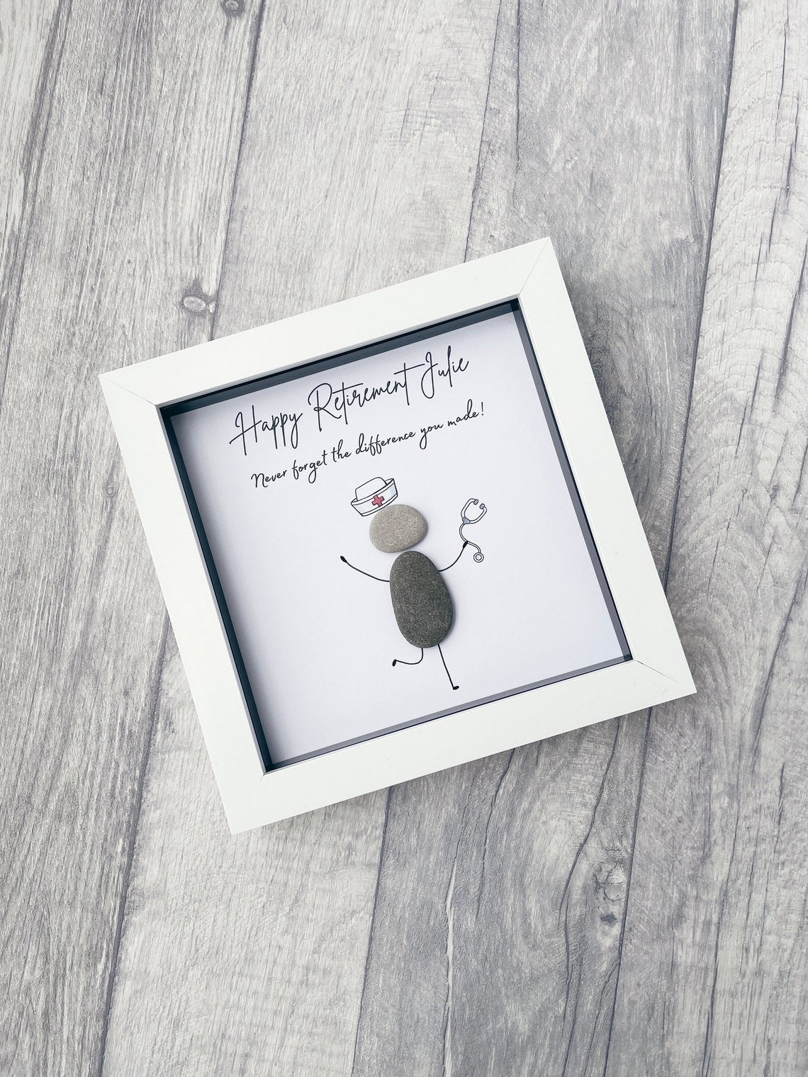 Personalised Retirement Nurse Gift Pebble Art Picture Doctor Retirement, Retirement Gifts for Mom, Retirement Frame Work Colleague Leaving