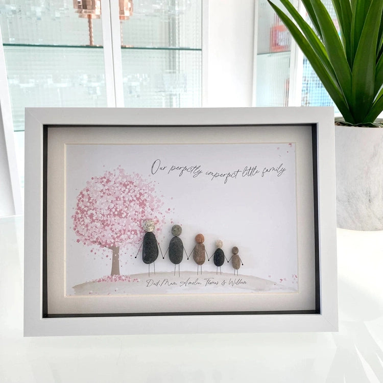 Personalized Pebble Art Family Wood Frame, Christmas Gift For Parents, Handmade Gift For Family, Custom Name Family Decor, Christmas Gift For Family