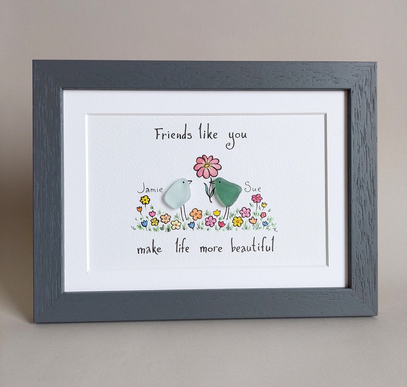 Personalised Best Friend Sea Glass Art, Friend Sea Glass Frame, Cheap Best Friend Gifts, Marriage Friend Best Gift, Wedding Gift For Friend