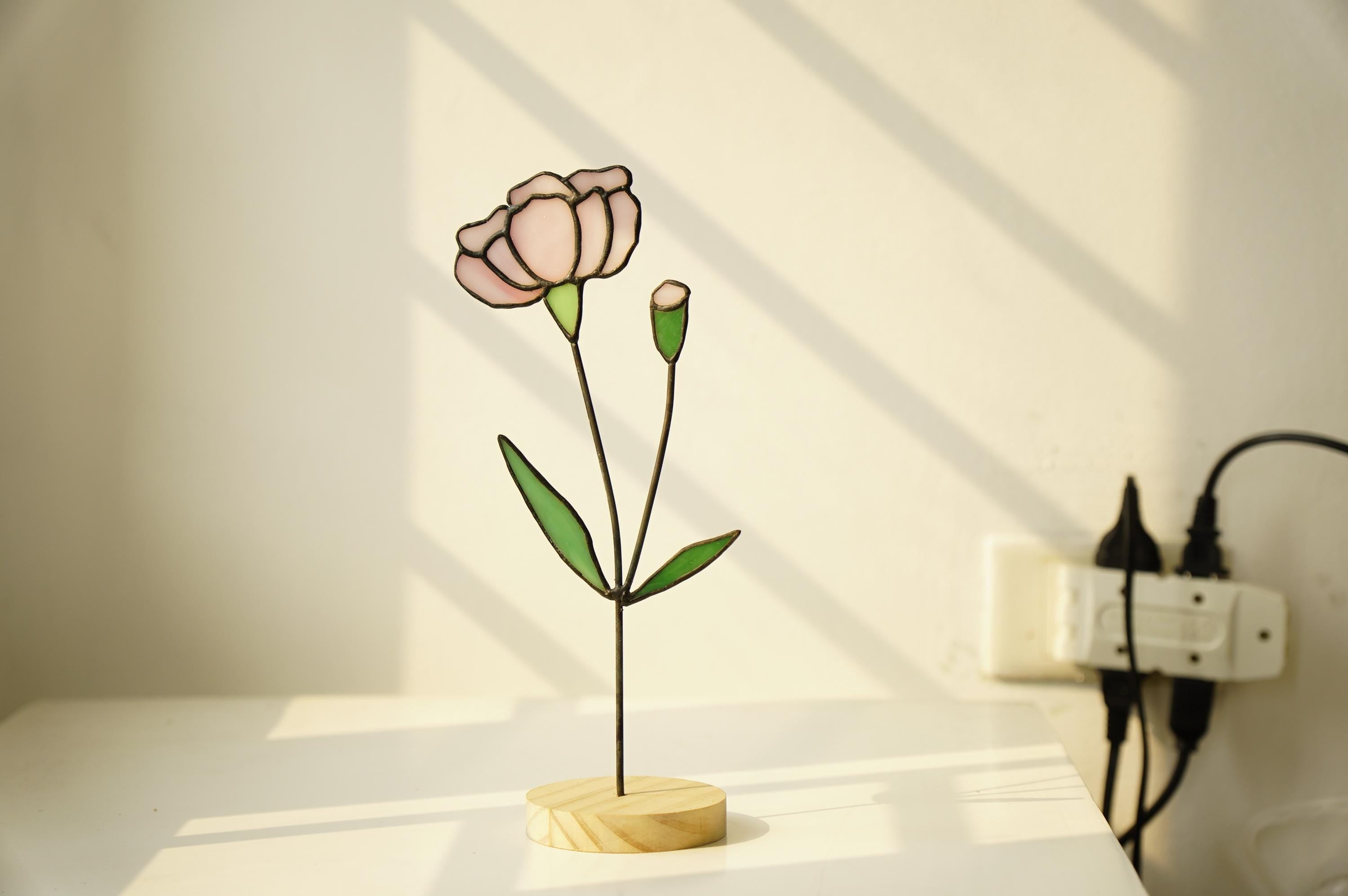 Stained Glass Tulip Flower Panel - Beautiful Stain Glass Sun catcher, Unique Home Decor Wall Art, Ideal birth month flower gift for Mom