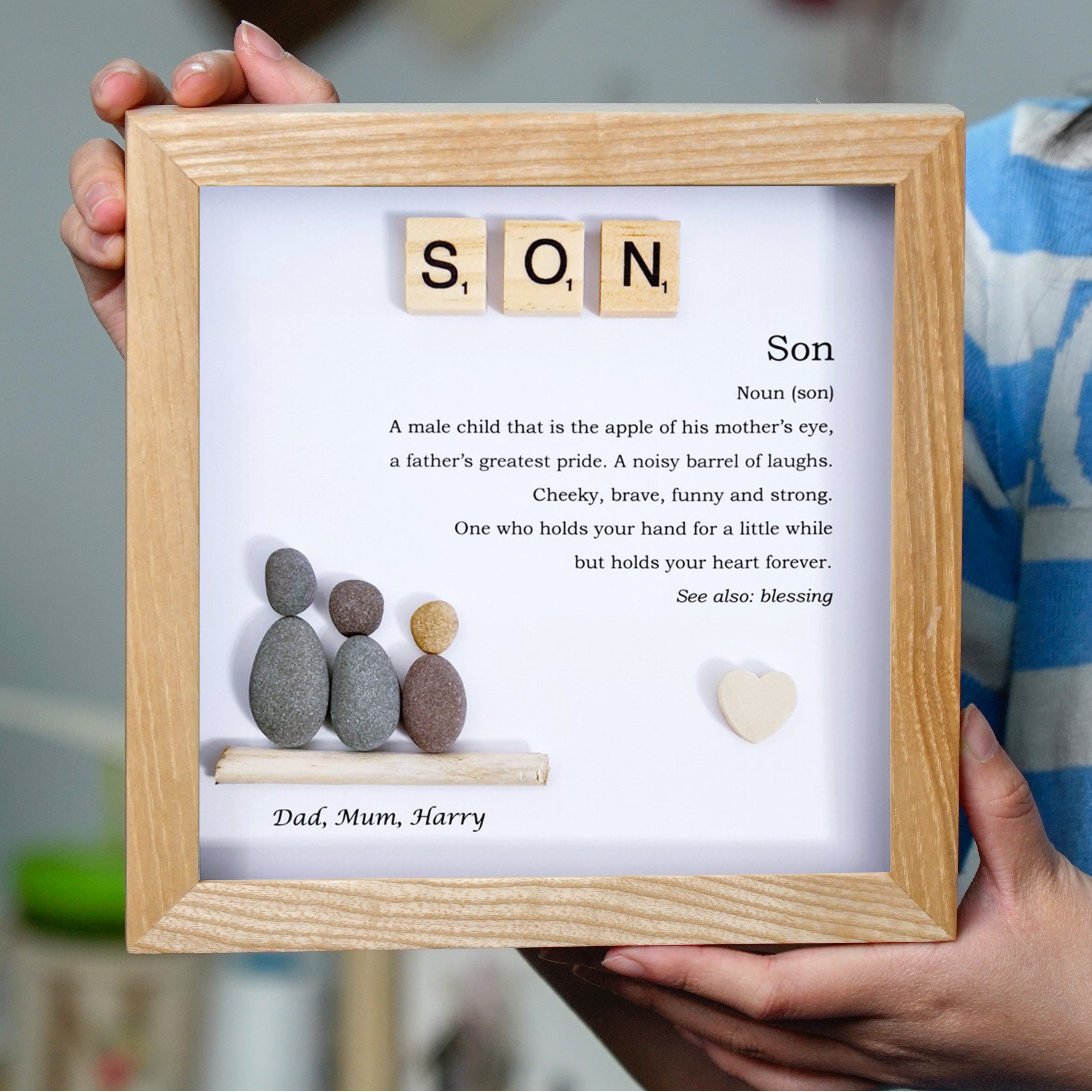 Son Definition Frame, Heartfelt Birthday Gift For Son, Pebble Art For Son, A Perfect Birthday Gift
