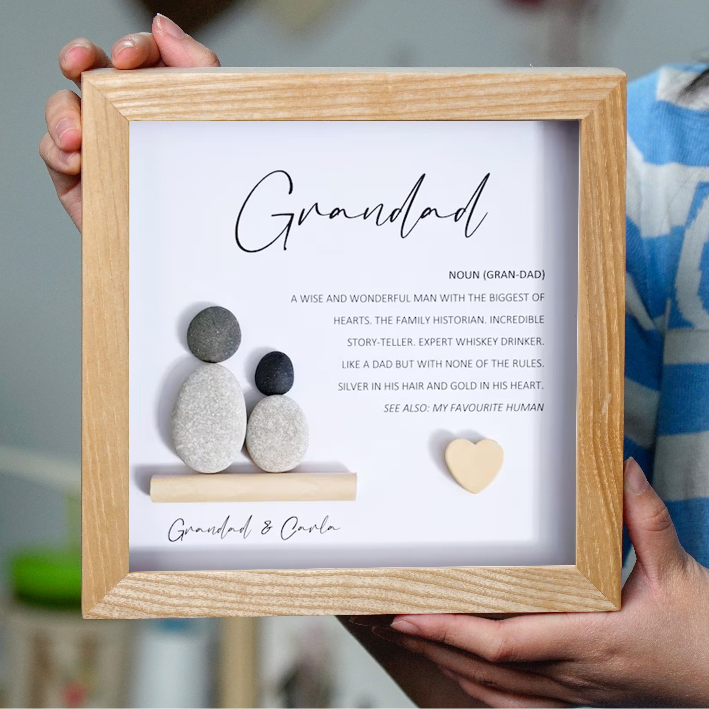 Grandad Definition Frame, Heartfelt Birthday Gift For Grandad, Pebble Art For Grandad, A Perfect Birthday Gift