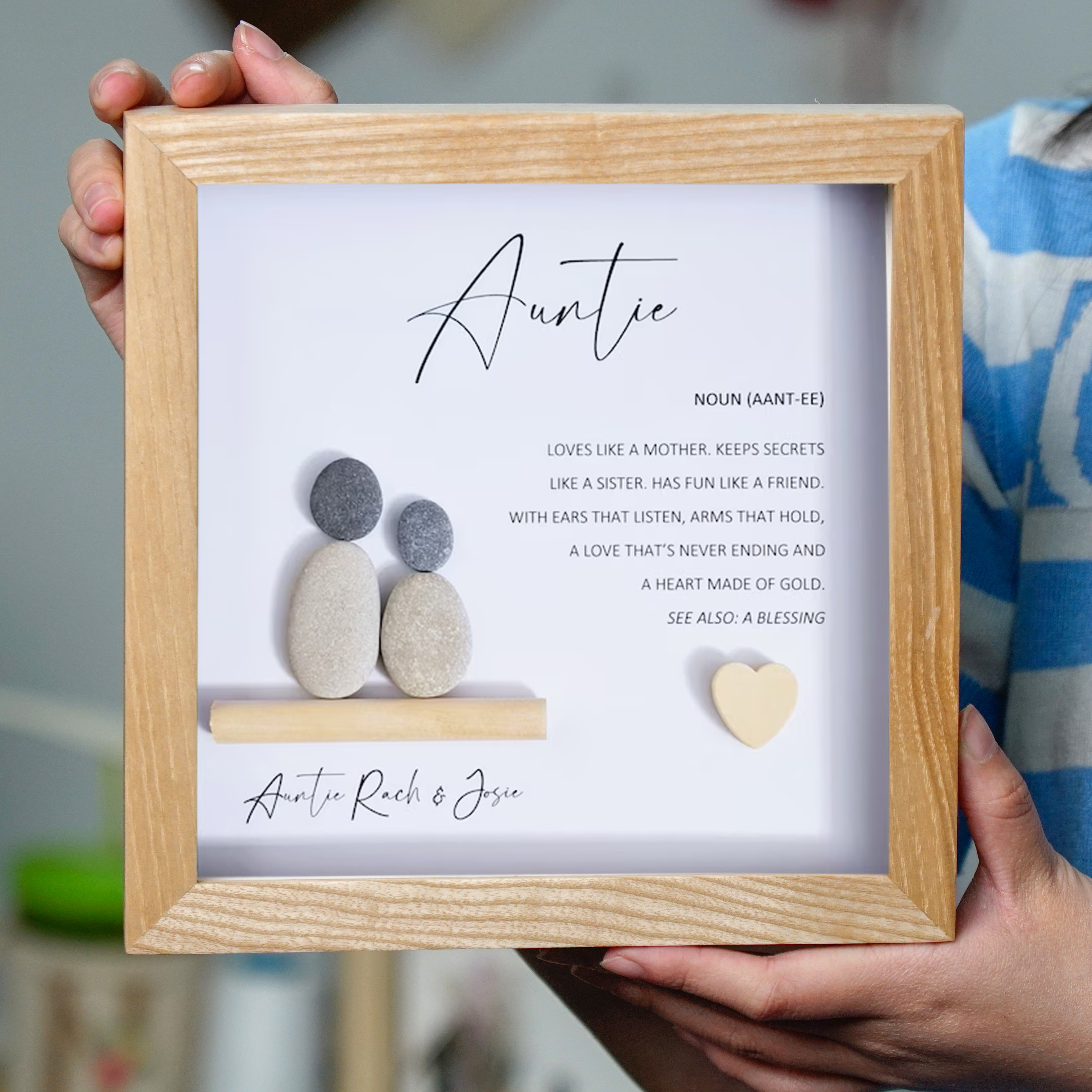 Auntie Definition Frame, Heartfelt Birthday Gift For Auntie, Pebble Art For Auntie, 1st Aunt's Birthday Gift