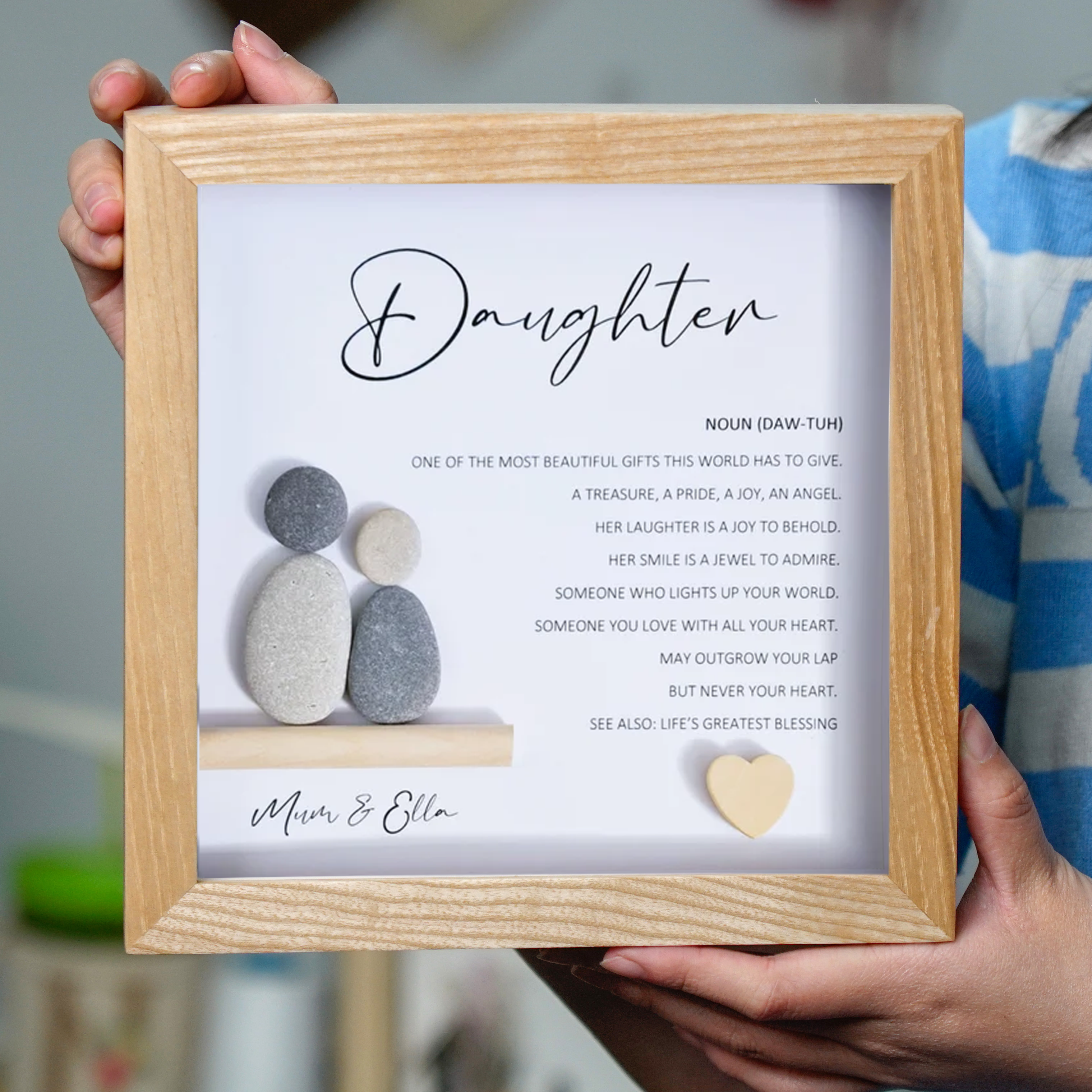 Daughter Definition Frame, Heartfelt Birthday Gift For Daughter, Pebble Art For Daughter, 1st Daughter's Birthday Gift