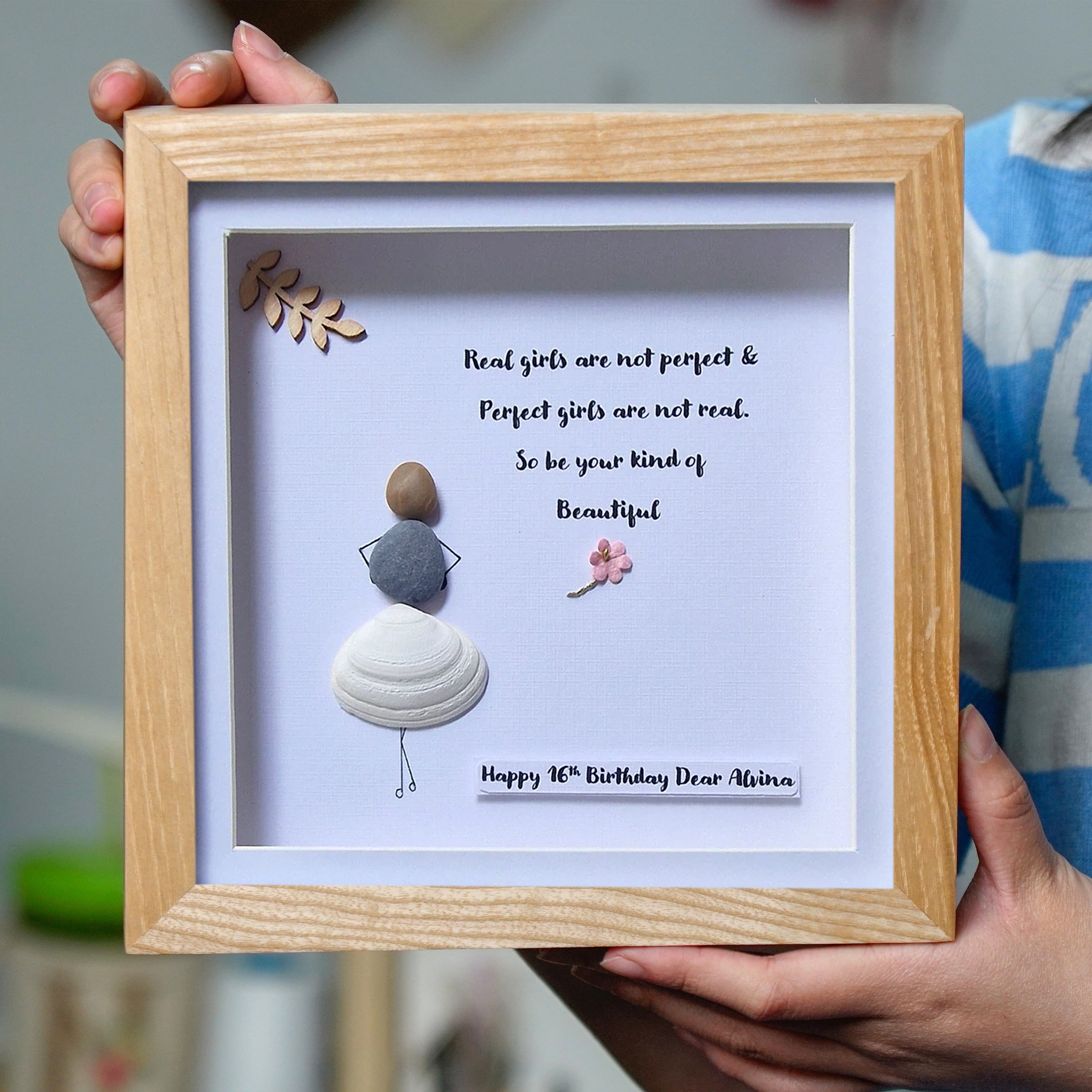 Inspirational Daughter Birthday Frame , A Unique Birthday Gift for Her 16th, Pebble Art For Daughter