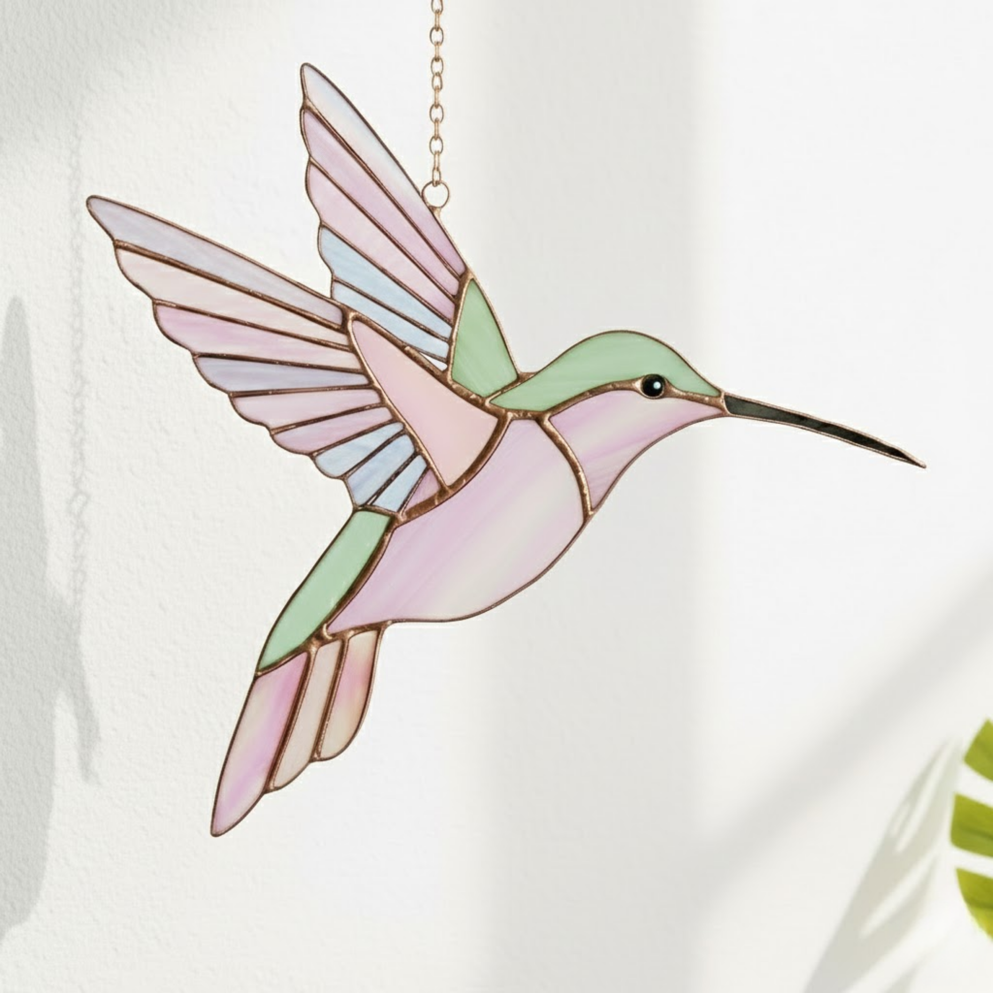 Soft Light Stained Glass Window Art, Pastel Bird Suncatcher, Handmade Nature Decor, Elegant Nature Inspired Decor
