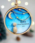 Baby's First Christmas Ornament Below Moon Night Personalized Dova Art