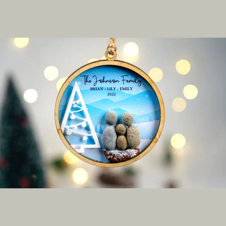 Capture the Magic of Family Love with Our Christmas Tree Pebble Ornaments by Dovaart.com