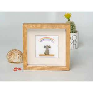 Personalized Dog Memorial Photo Frame, Family Pet Bereavement Pebble Art, Pet Loss Remembrance Frame, Sympathy Gift Frame With Rainbow by Dovaart.com