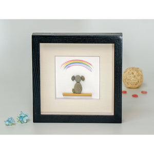 Personalized Dog Memorial Photo Frame, Family Pet Bereavement Pebble Art, Pet Loss Remembrance Frame, Sympathy Gift Frame With Rainbow by Dovaart.com