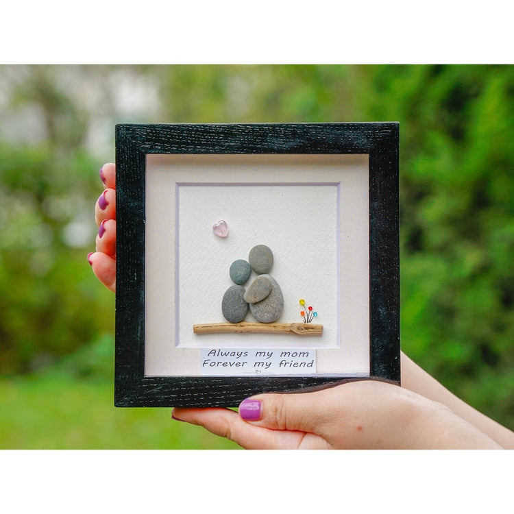 Personalized Mother's Day Pebble Frame, Pebble Art For Mom, Mother Day Gift from Kids Husband, Grandma Gift, Gift For Mom, Mom and Daughter by Dovaart.com
