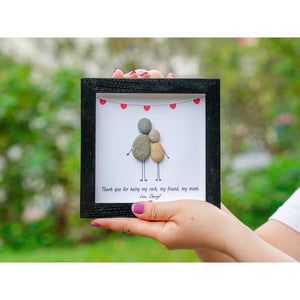 Personalized Framed Pebble Art Mother And Daughter, Mother's Day Gift, Mom Gift From Daughter, Birthday Gift For Mom, Family Portrait Art by Dovaart.com