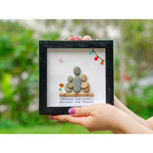 Personalized Pebble Art For Mom Of 2 Gift For From Children, Mom Squared, Mom of 2 Boys, Funny Mother's Day Gift, Mom And 2 Child Wall Art by Dovaart.com