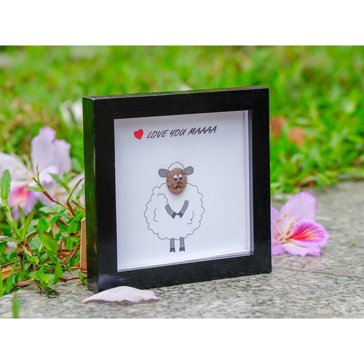 Personalized Sheep Mom Pebble Art, Gift for Sheep Mom, Sheep Frame, Sheep Mama Gift, Sheep Lover Animal, Mother's Day Gift, Funny Mom Gifts by Dovaart.com