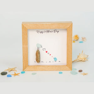 Personalized Pebble Art Gift for Mom, Mama Bird and Baby Bird Frame, Happy Mother's Day, Funny Mom Gifts, Handmade Gifts, Birthday Gift by Dovaart.com