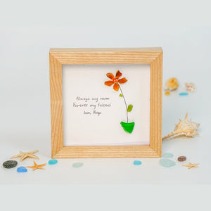 Personalized Flowers Mother's Day Pebble Art, Happy Mother's Day Gift For Mom, Birthday Mom Gifts From Daughter, Mother Day Flower Frame Art by Dovaart.com