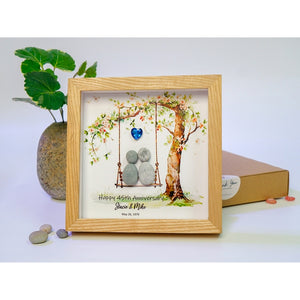 Personalized 45th Wedding Anniversary Pebble Art, Pebble Picture Wedding, Sapphire Wedding Anniversary Gift For Parents by Dovaart.com