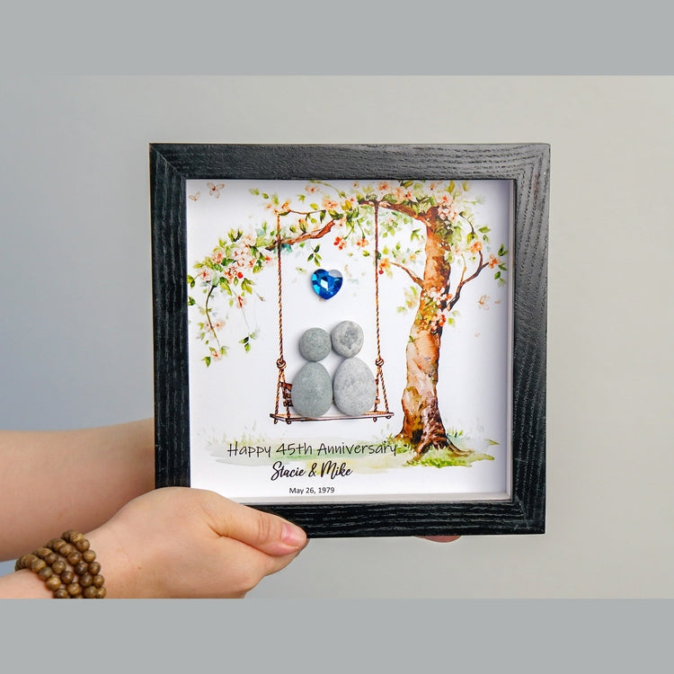 Personalized 45th Wedding Anniversary Pebble Art, Pebble Picture Wedding, Sapphire Wedding Anniversary Gift For Parents by Dovaart.com