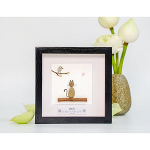 Personalized Handcrafted Cat Pebble Art, Pet Memorial Pebble Frame, Family Pet Bereavement Pebble Art, Pet Loss Remembrance Frame, Sympathy Gift by Dovaart.com