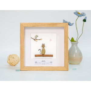 Personalized Handcrafted Cat Pebble Art, Pet Memorial Pebble Frame, Family Pet Bereavement Pebble Art, Pet Loss Remembrance Frame, Sympathy Gift by Dovaart.com