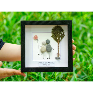 Personalized Wedding Pebble Art, Pebble Frame For Couple, Wedding Anniversary Gifts, Engagement Pebble Art, Newlywed Gifts by Dovaart.com