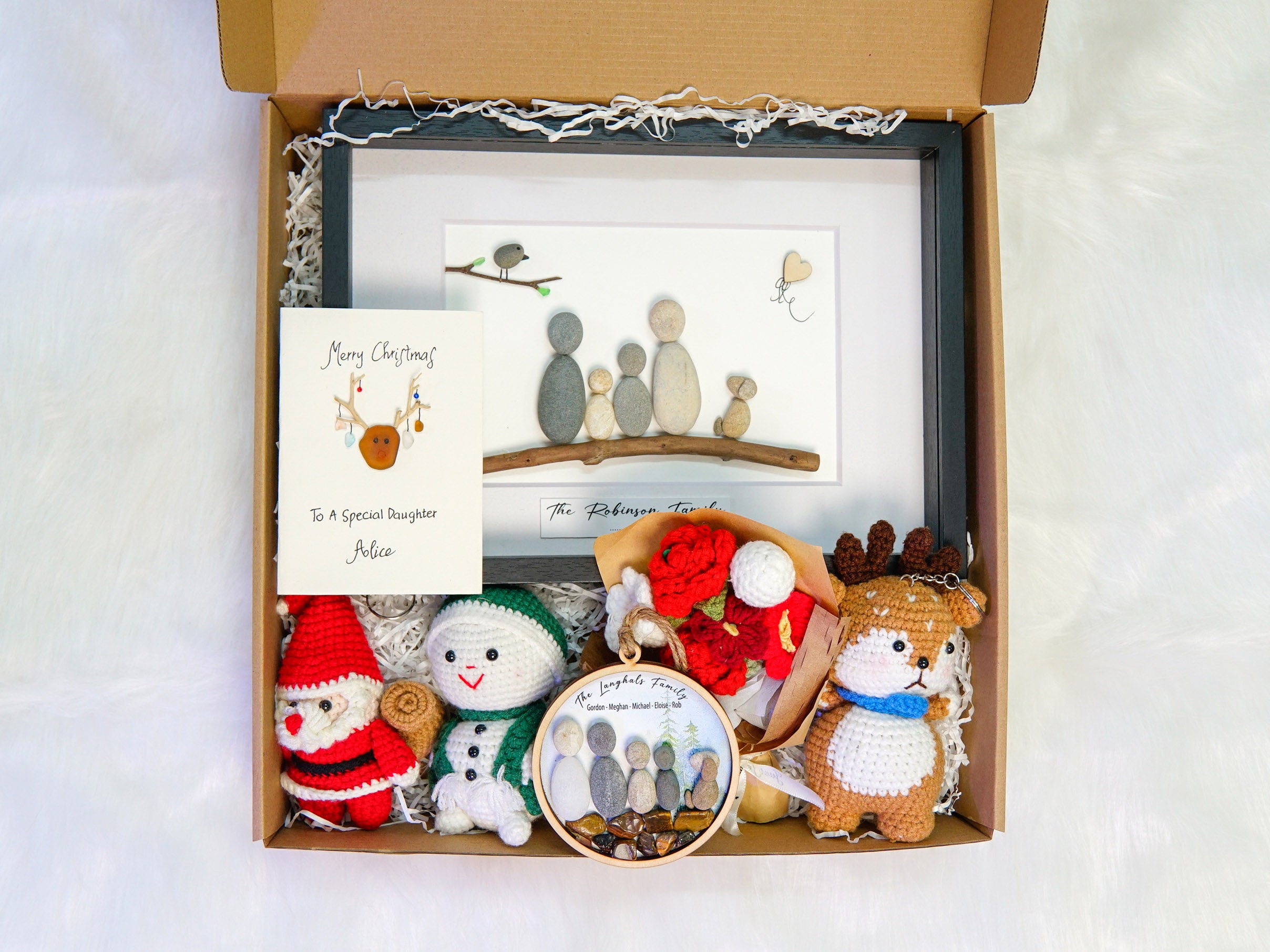 Christmas Santa Box, Customizable Xmas Gift Box, Surprise Santa Present, New Year Gift Box, Christmas Gift Basket with Key Chain (8 pcs)