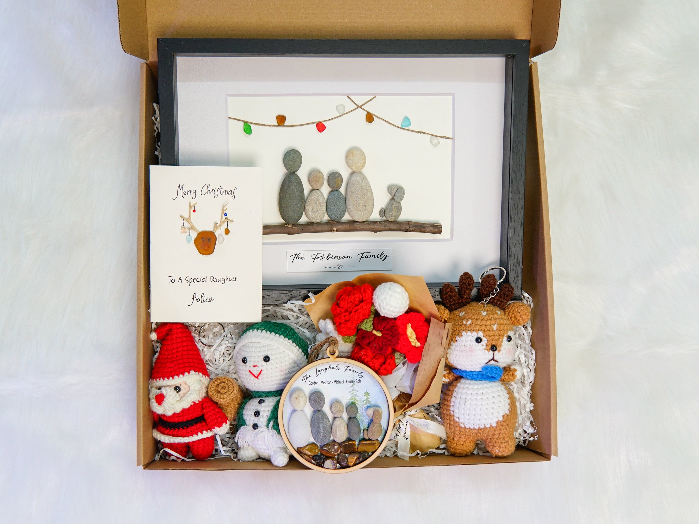 Personalized Christmas Gift Box with Keychain, Secret New Year Gift Package, Cosy Xmas Present Set, Santa Secret Gift (8 pcs)