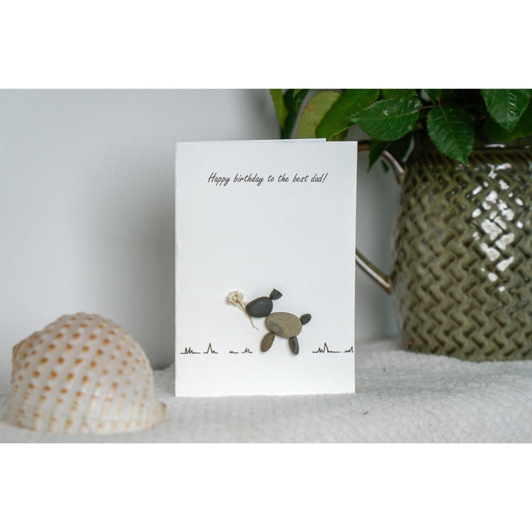 Birthday Wishes for the Best Dad, Dad Birthday Gift, Pebble Art Card for Dad's Birthday, Handmade Gift For Dad