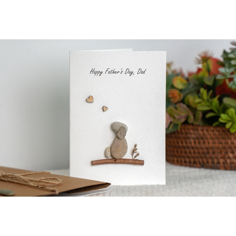 Father's Day Greetings for Dad, Dad's Gift, Pebble Art Card for Dad's Day, Handmade Gift For Dad