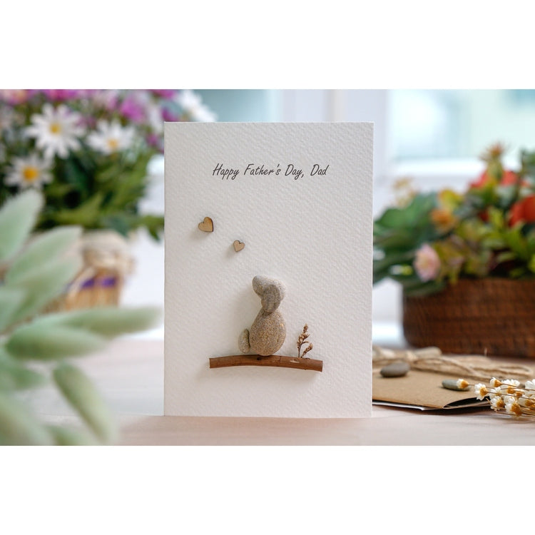 Father's Day Greetings for Dad, Dad's Gift, Pebble Art Card for Dad's Day, Handmade Gift For Dad