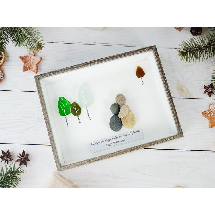 Pebble Art Picture Frame - "Thank you for always making something out of nothing. Happy Father's Day.", Gift for Father's Day