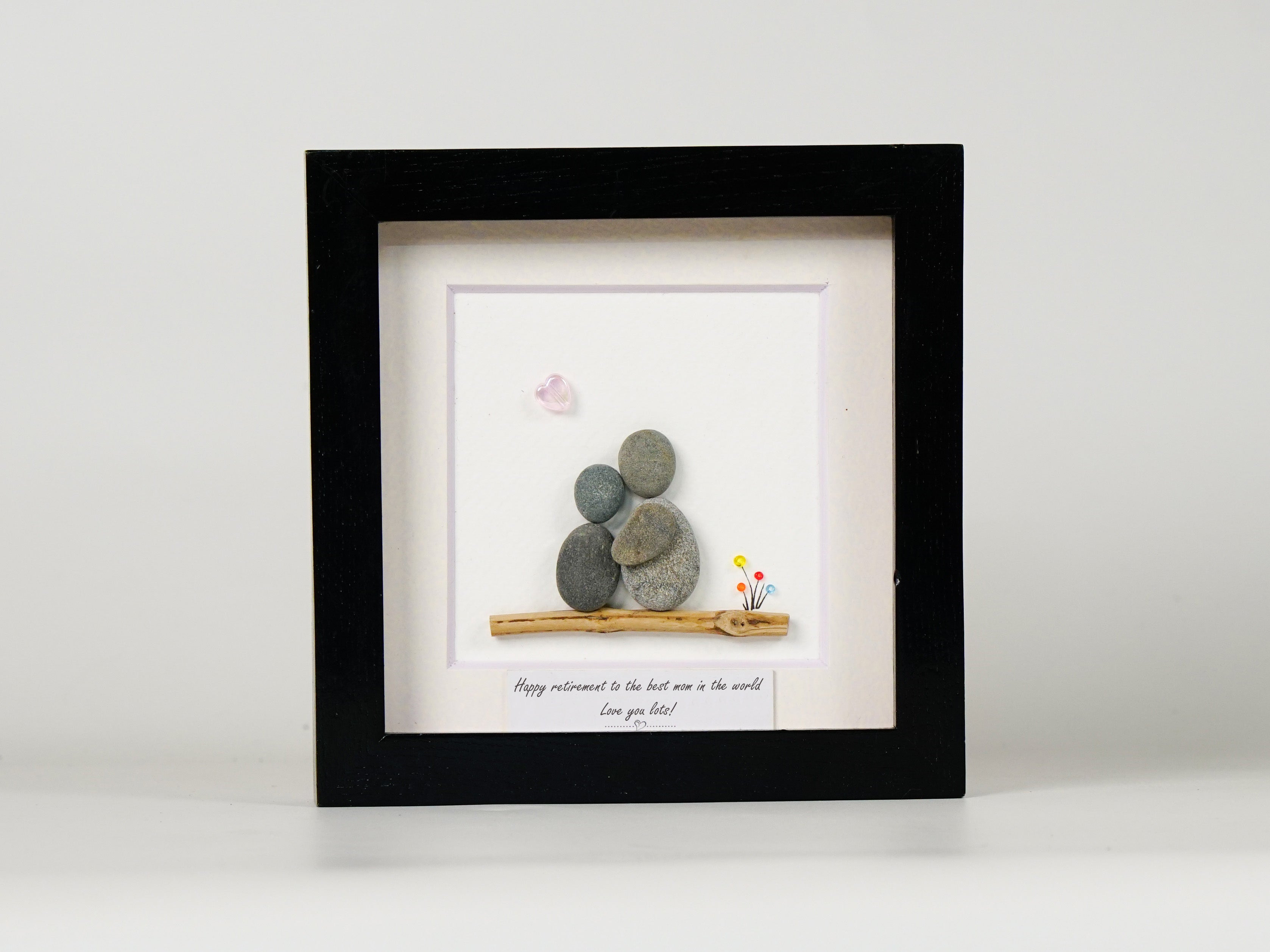 Serene Retirement Wishes for Mom Wooden Frame, Mother's Retirement Pebble Art For Mom