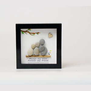 Custom Mother's Day Gift from Daughter | Pebble Art For Mom | New Mom Gifts | Mother & Daughter Picture Frame | Best Mom Art | Mom Birthday by Dovaart.com